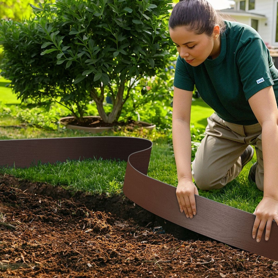 Garden Bed Edging 30mx15cm Lawn Border Landscape Flower Fence Plant Grass Path Driveway DIY Flexible Plastic Barrier Roll Kit