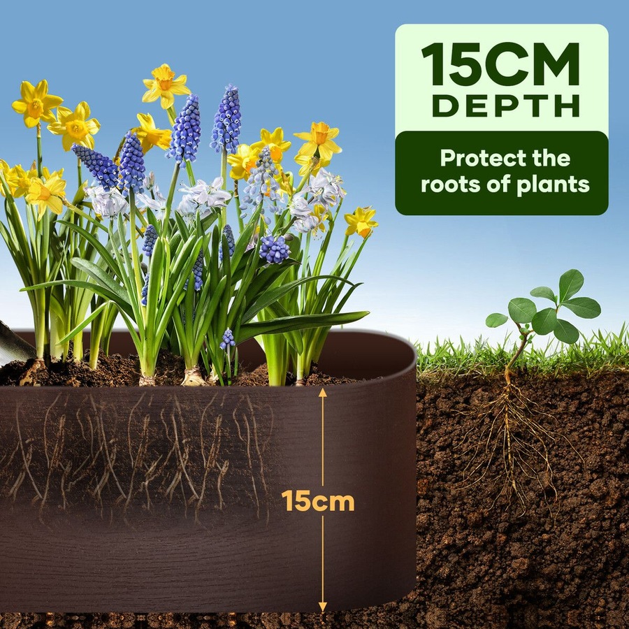 Garden Bed Edging 30mx15cm Lawn Border Landscape Flower Fence Plant Grass Path Driveway DIY Flexible Plastic Barrier Roll Kit