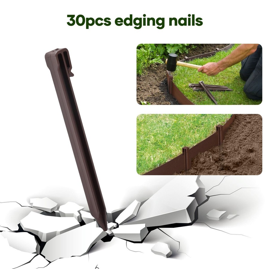 Garden Bed Edging 30mx15cm Lawn Border Landscape Flower Fence Plant Grass Path Driveway DIY Flexible Plastic Barrier Roll Kit