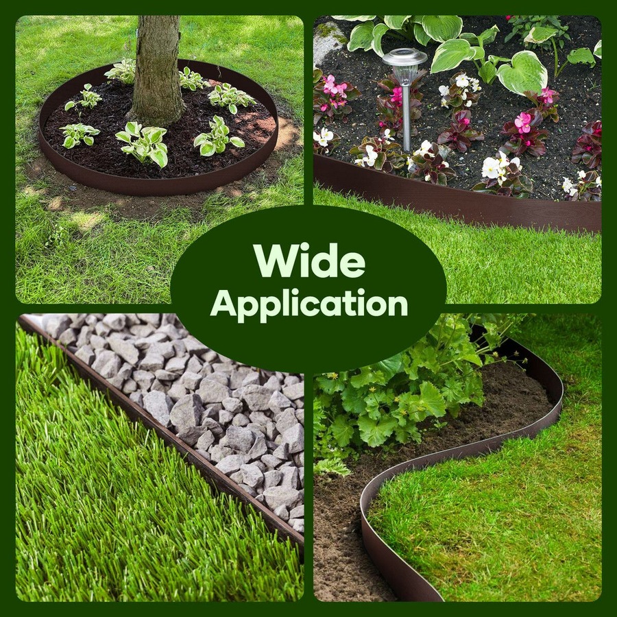 Garden Bed Edging 30mx15cm Lawn Border Landscape Flower Fence Plant Grass Path Driveway DIY Flexible Plastic Barrier Roll Kit