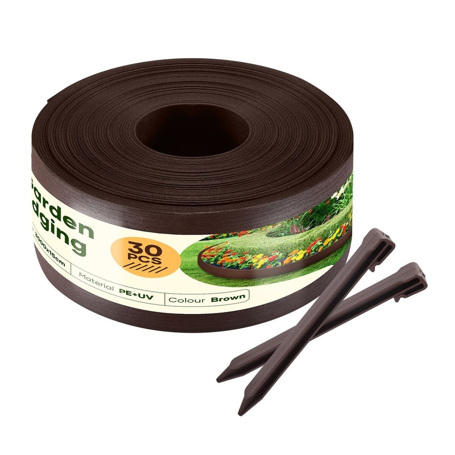 Garden Bed Edging 30mx15cm Lawn Border Landscape Flower Fence Plant Grass Path Driveway DIY Flexible Plastic Barrier Roll Kit