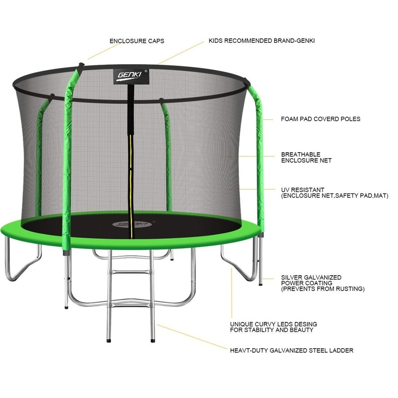 Buy Genki 12FT Trampoline Set with Safety Enclosure Net with Ladder
