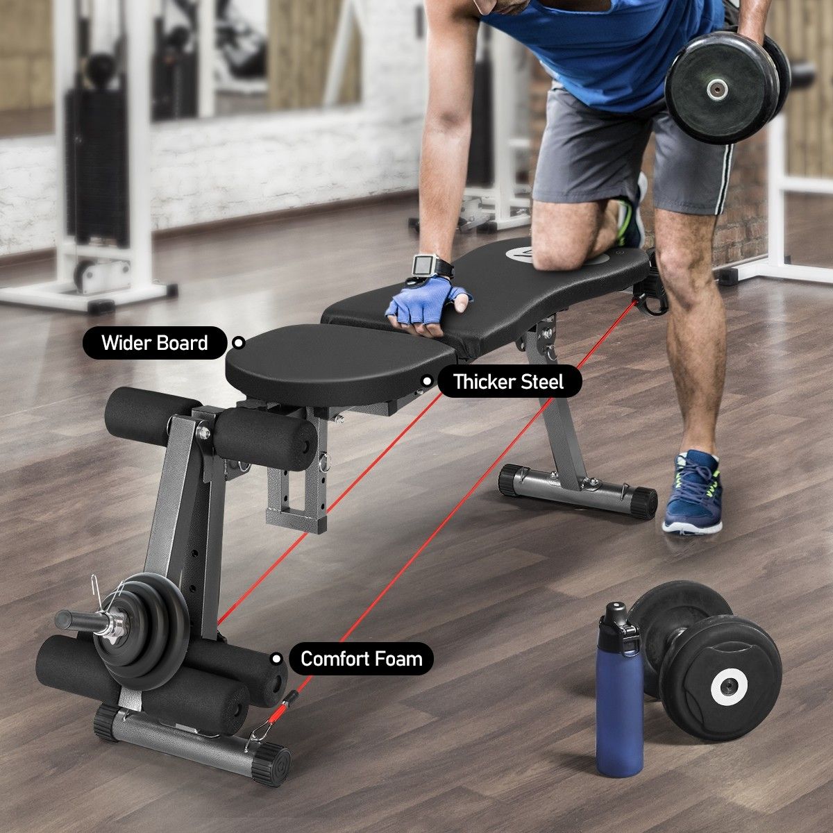 AU Adjustable Weight FID Bench Fitness Flat Incline Gym Home Steel Frame Gift 