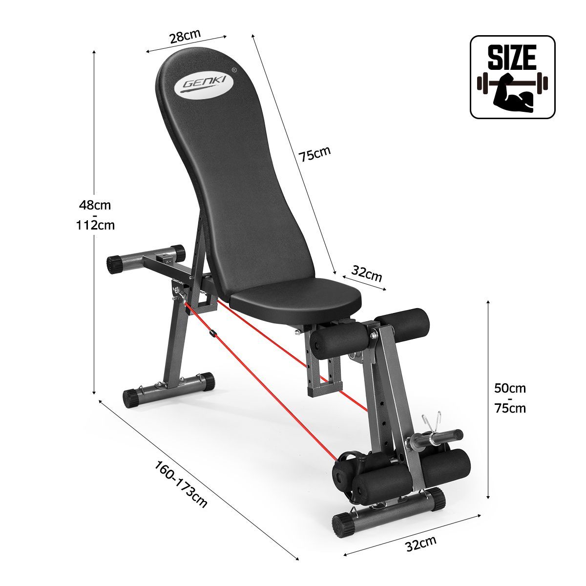 Buy Genki Black Adjustable Weight FID Bench Fitness Home Gym with