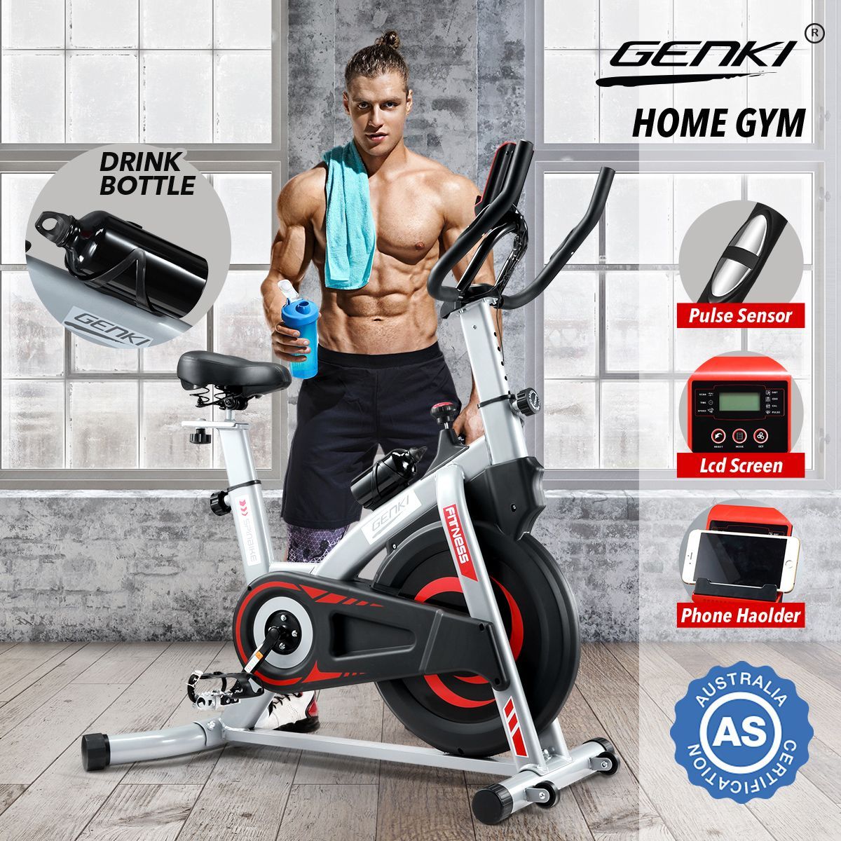 Buy GENKI Spin Exercise Bike Training Bicycle with Adjustable Resistance MyDeal
