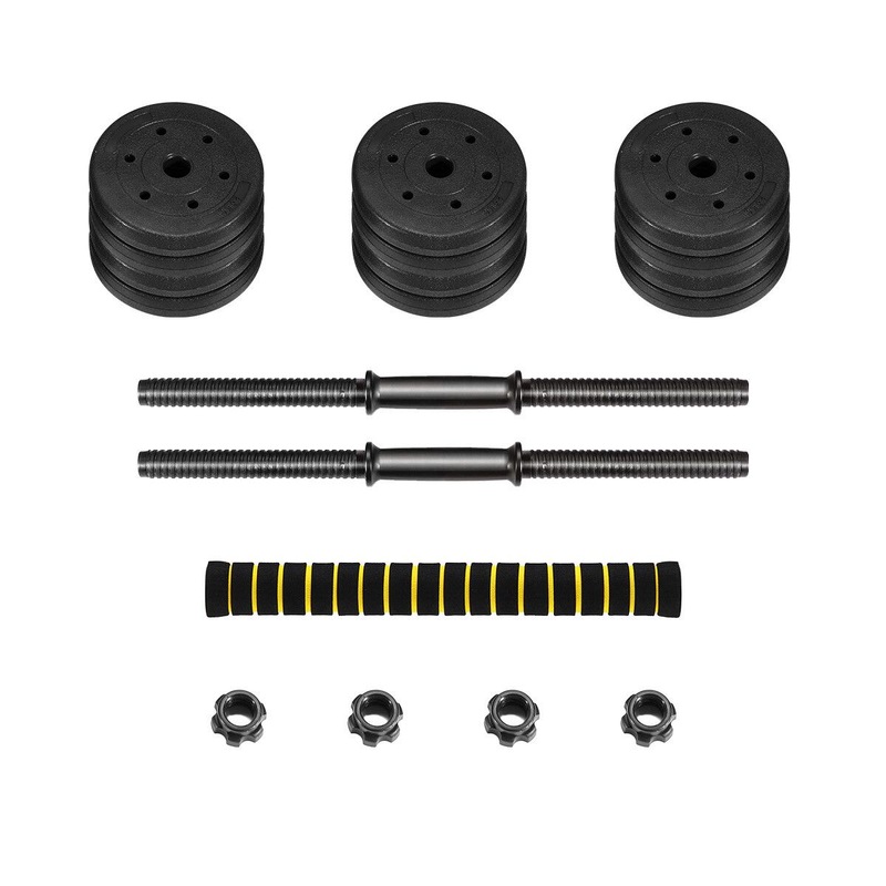 Genki Dumbbell Barbell Set Adjustable Weights 2 In 1 30kg with