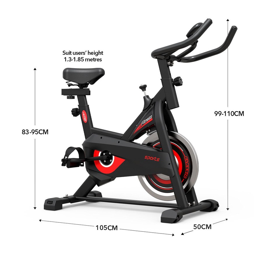 GENKI Fitness Spin Bike Indoor Cycling Home Exercise Adjustable Belt Drive Stationary Bicycle Workout
