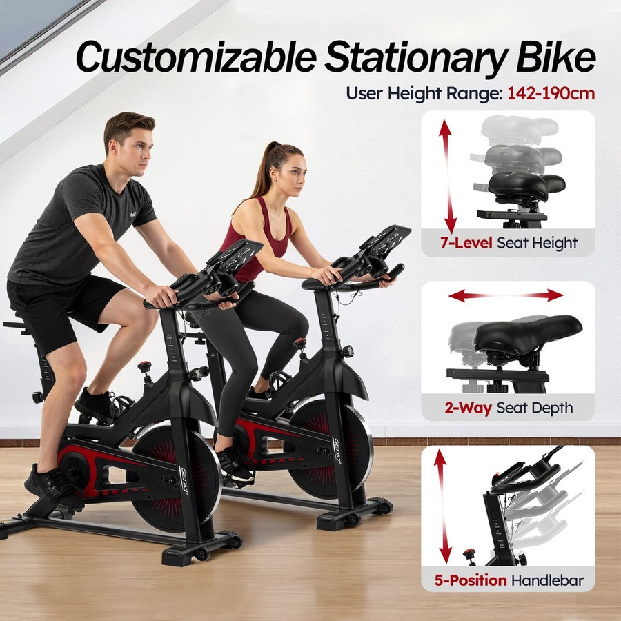 Genki Fitness Spin Bike Indoor Cycling Stationary Bicycle Home Exercise Adjustable Magnetic Workout Aerobic Trainer Pedal Gym Equipment Bluetooth App