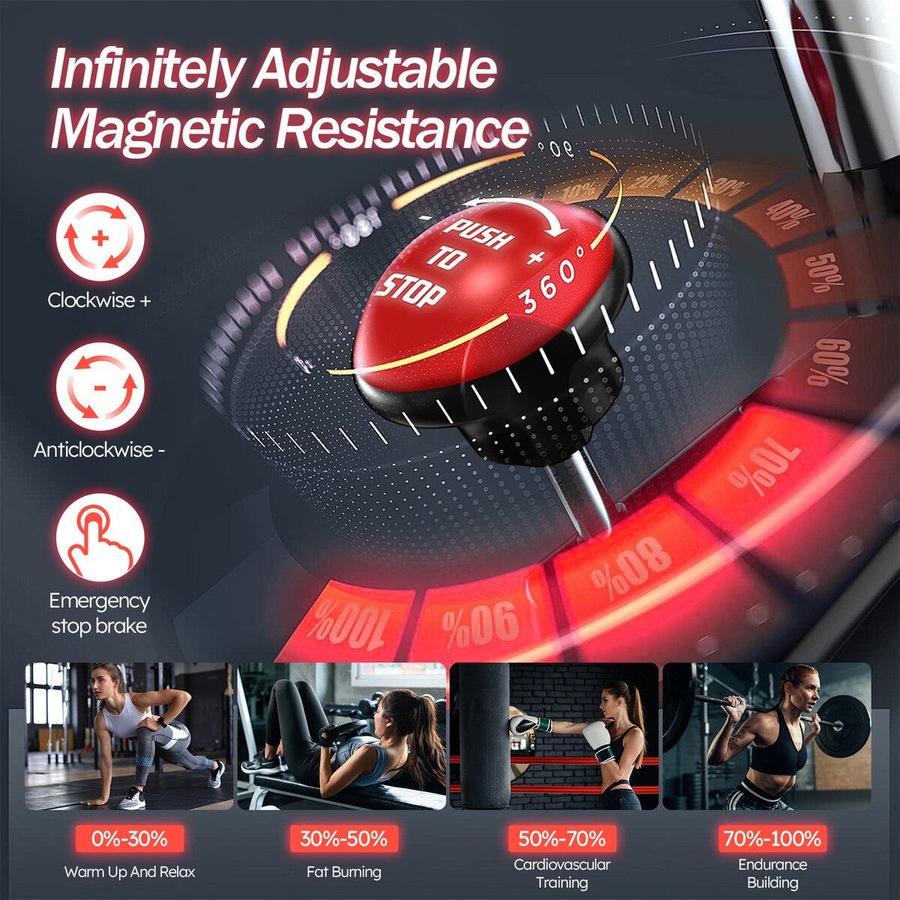 Genki Fitness Spin Bike Indoor Cycling Stationary Bicycle Home Exercise Adjustable Magnetic Workout Aerobic Trainer Pedal Gym Equipment Bluetooth App