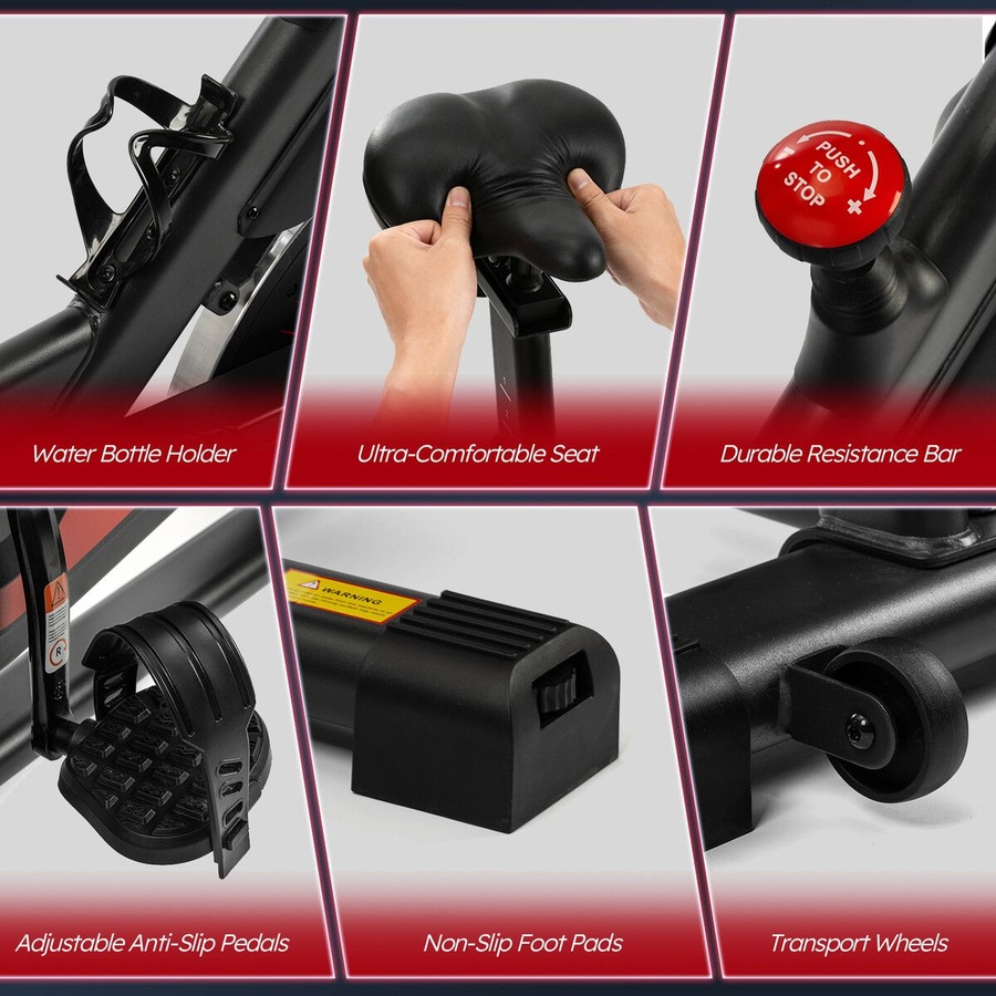 Genki Fitness Spin Bike Indoor Cycling Stationary Bicycle Home Exercise Adjustable Magnetic Workout Aerobic Trainer Pedal Gym Equipment Bluetooth App