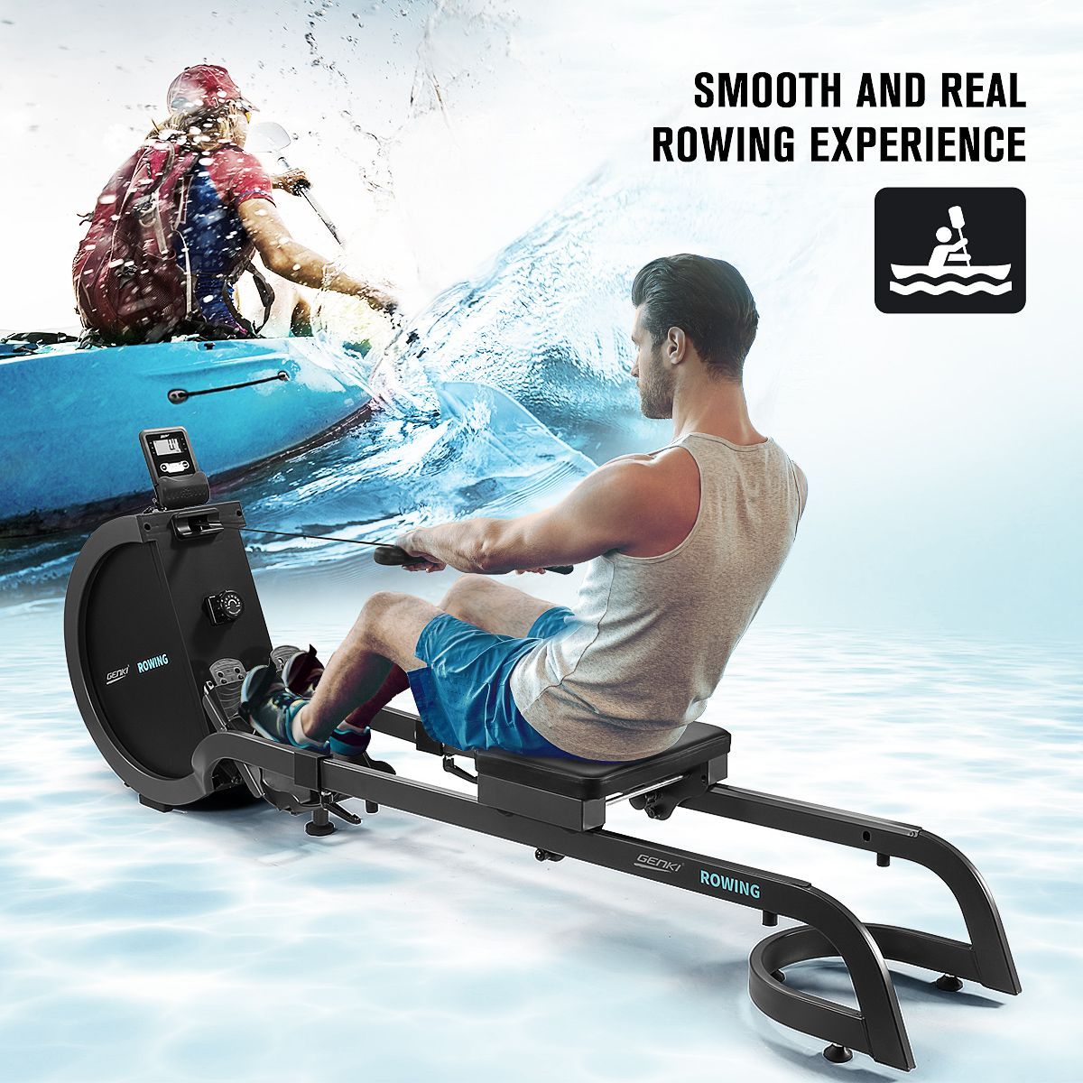 YOLEO Magnetic Rowing Machine Indoor Rower for Home use with 16 Level Adjustable Resistances Smart Display for Home Gym & Full Body Workout 