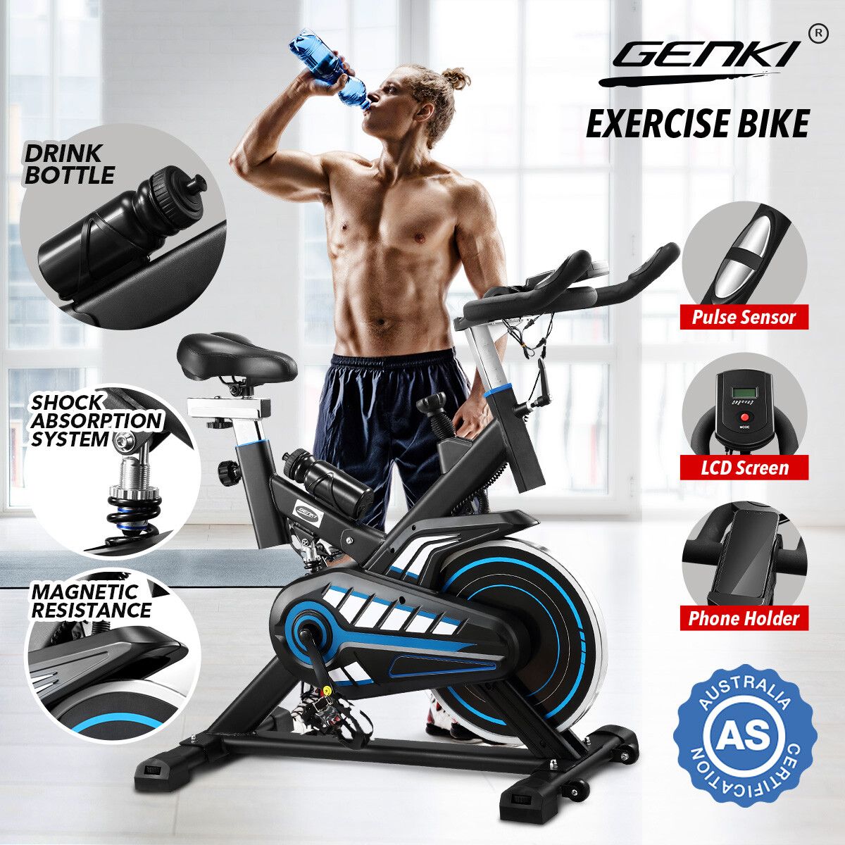 Buy Genki Magnetic Exercise Bike Stationary Spin Bike Home Gym