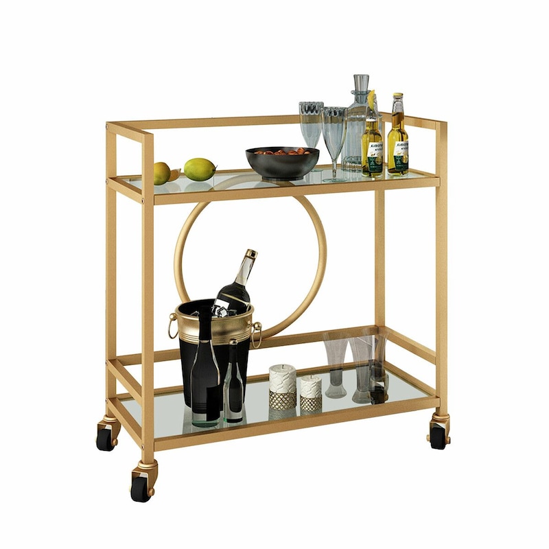 Buy Gold Bar Cart Trolley Serving Drink Coffee Liquor Tea Wine Cocktail ...