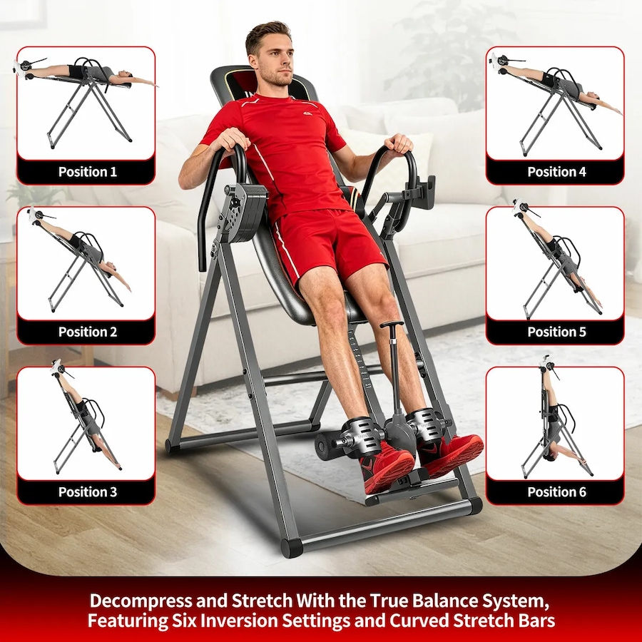 Gravity Inversion Table Back Stretcher Inverter with Adjustable Headrest Home Gym Fitness Machine
