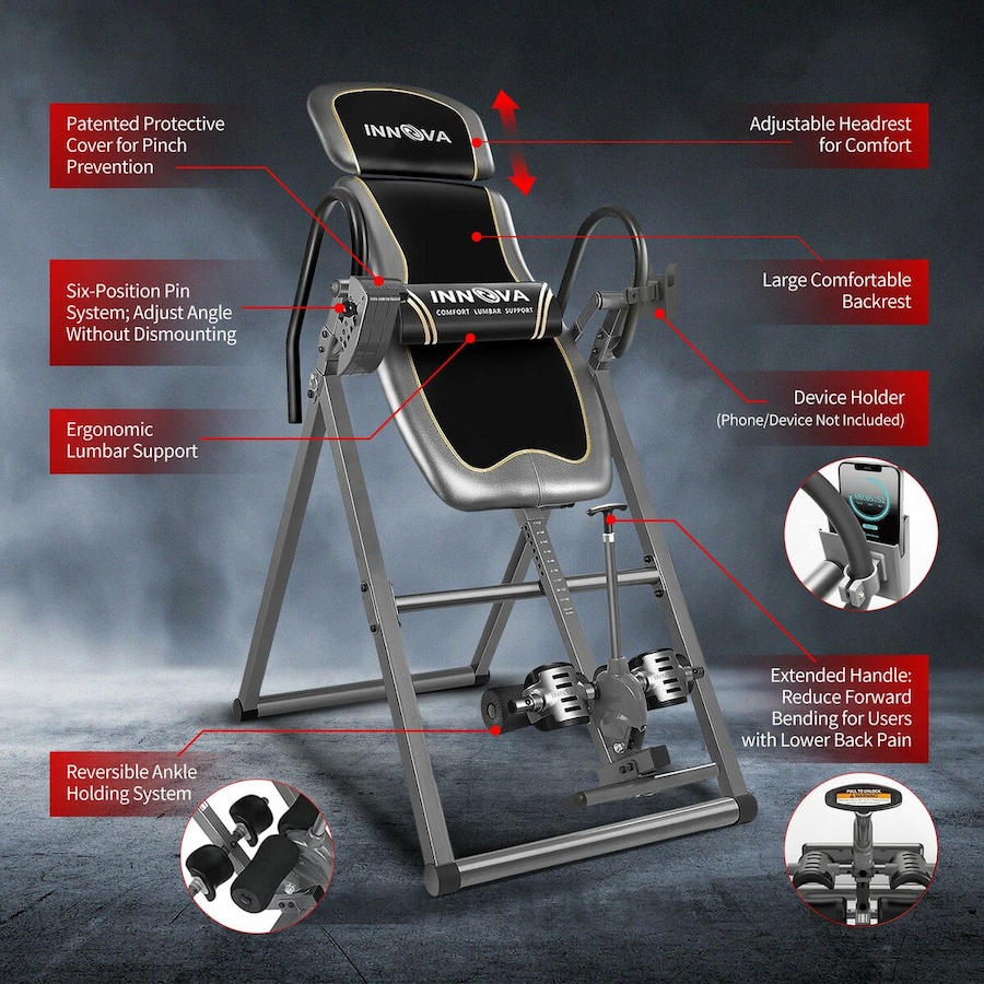 Gravity Inversion Table Back Stretcher Inverter with Adjustable Headrest Home Gym Fitness Machine