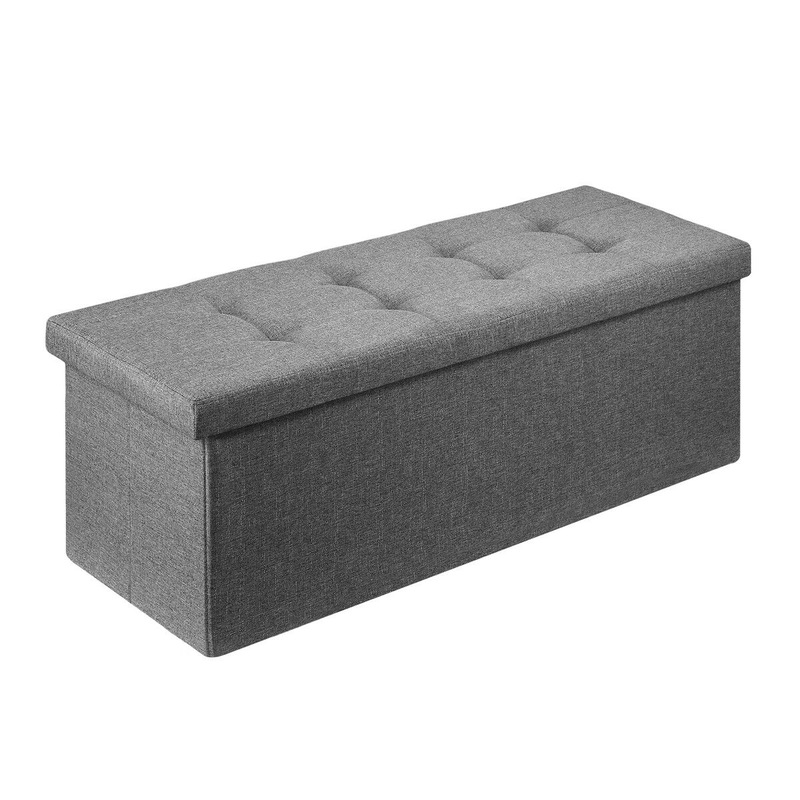 Buy Grey Ottoman Fabric Footrest Stool Bench Folding Upholstered Entryway Rectangle Coffee Table