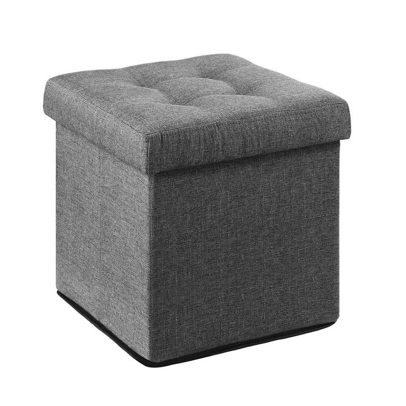 Buy Grey Ottoman Fabric Upholstered Shoe Bench Folding Storage Cube