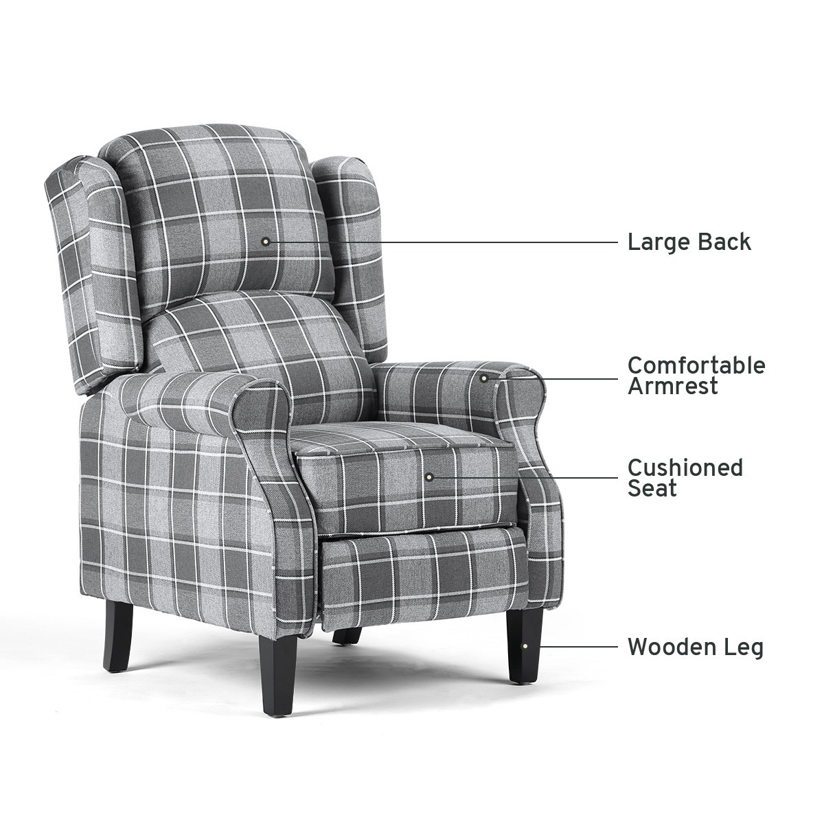 grey plaid chair