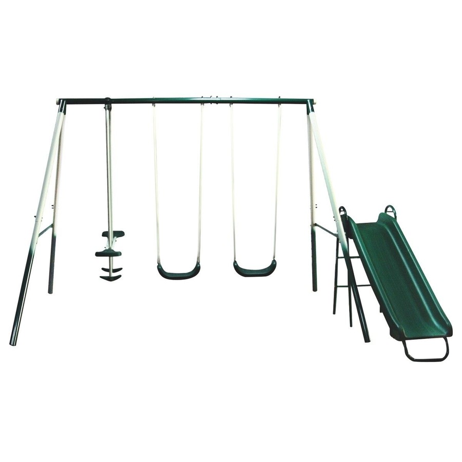 Kid Swing Slide Set Playground Outdoor Playset Equipment Child Backyard Fun with 2 Swing Seats 1 Glider