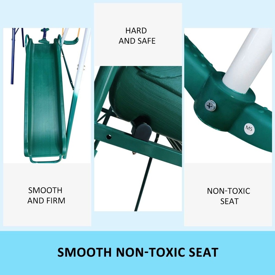 Kid Swing Slide Set Playground Outdoor Playset Equipment Child Backyard Fun with 2 Swing Seats 1 Glider