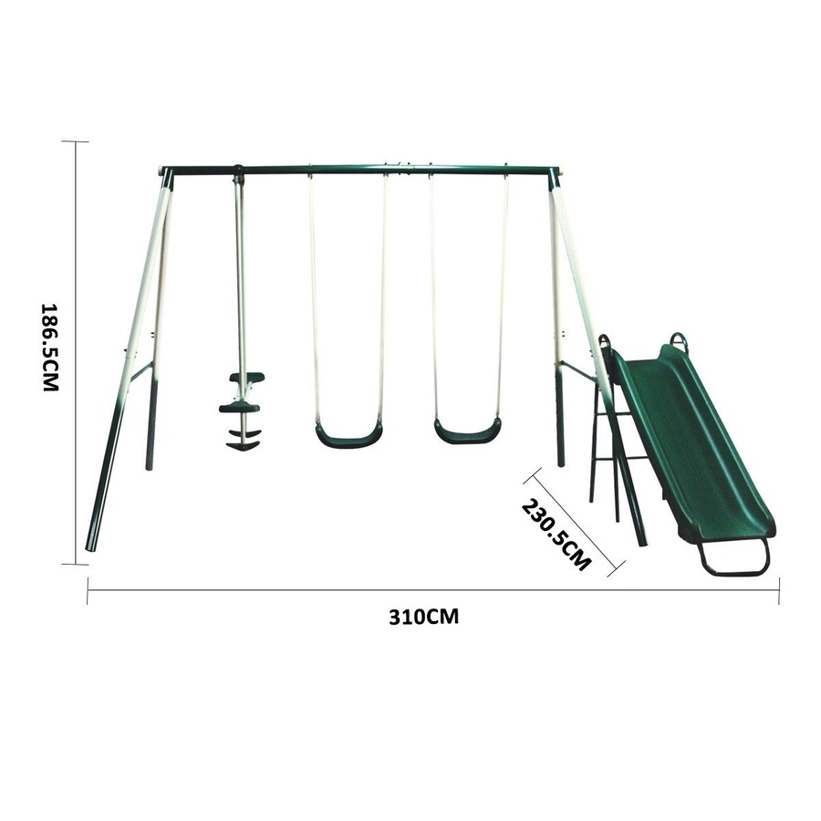 Kid Swing Slide Set Playground Outdoor Playset Equipment Child Backyard Fun with 2 Swing Seats 1 Glider