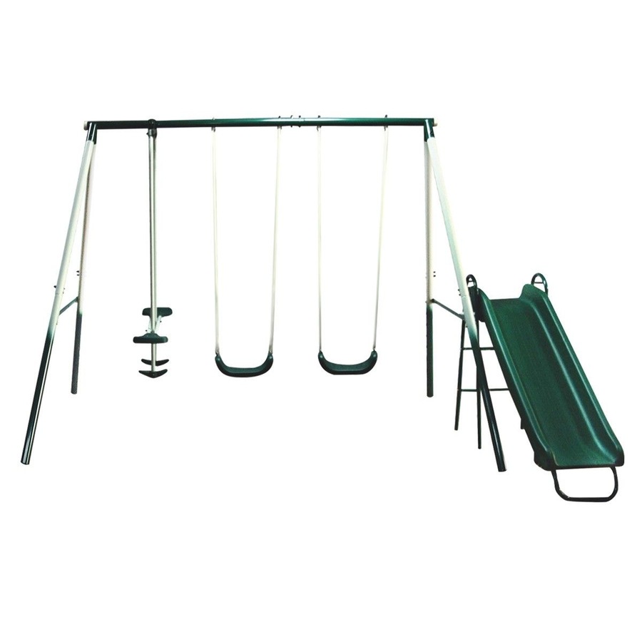 Kid Swing Slide Set Playground Outdoor Playset Equipment Child Backyard Fun with 2 Swing Seats 1 Glider