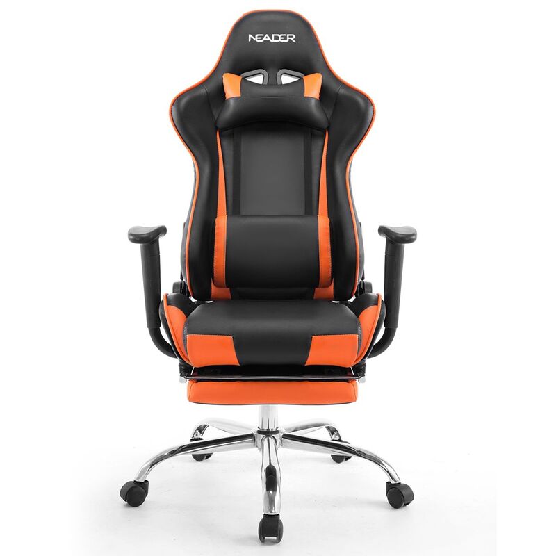 Pu Leather Gaming Chair Adjustable Swivel Office Racing Seat Orange And Black Buy Leather Office Chairs 365196