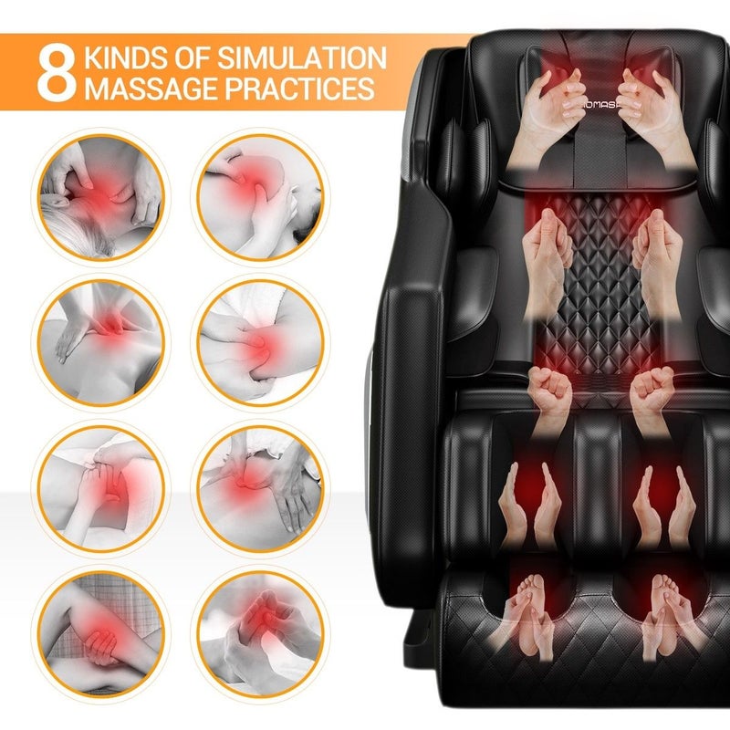 Homasa Black Full Body Massage Chair Zero Gravity Recliner Mydeal