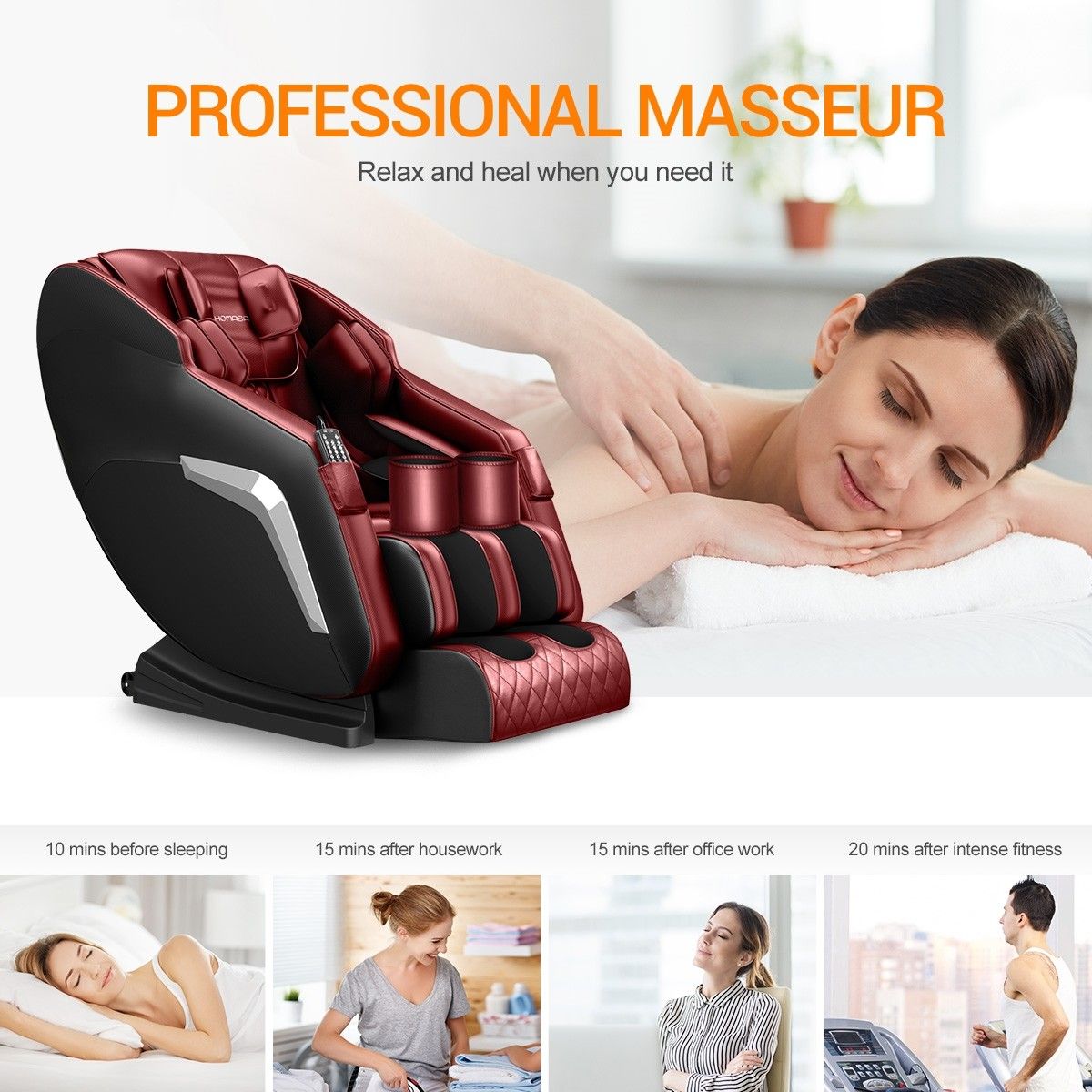 homasa red full body massage chair zero gravity recliner