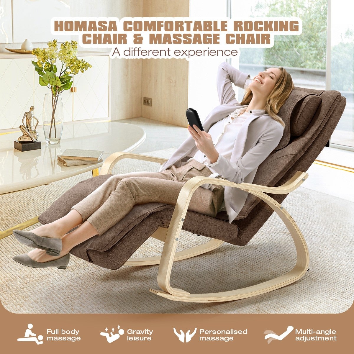 Buy Homasa Wooden Massage Chair Rocking Recliner Chair Chaise