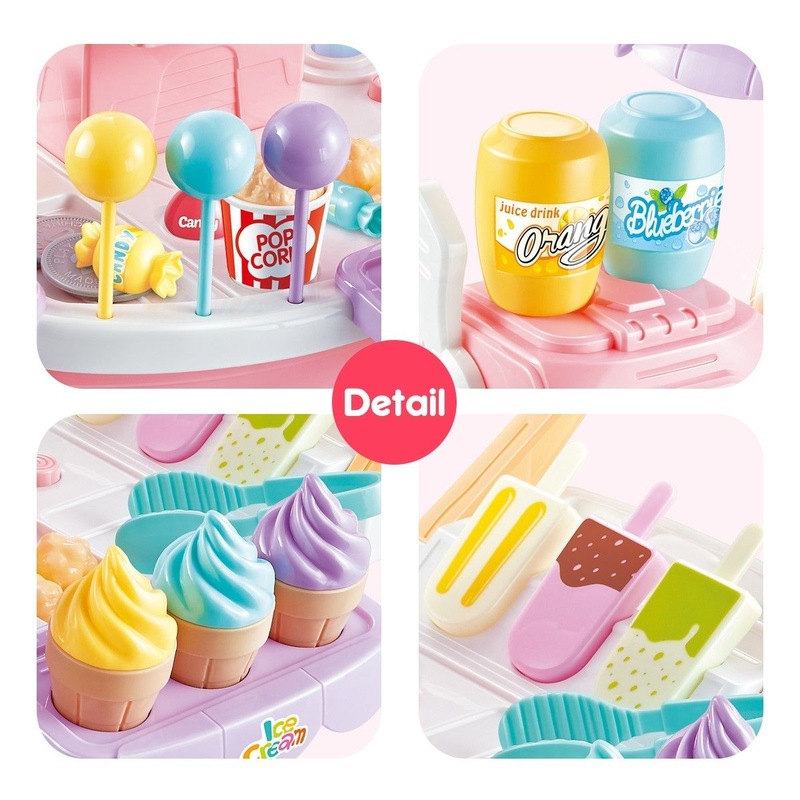 Buy Ice Cream Toy Cart Pretend Play Set for Kids 39 Pieces Food Candy