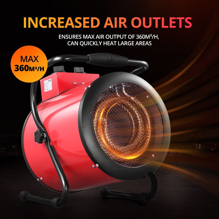 Industrial Fan Heater 2 in 1 Portable Electric Hot Air Blower Carpet Dryer for Shed Warehouse Workshop SAA 3000W