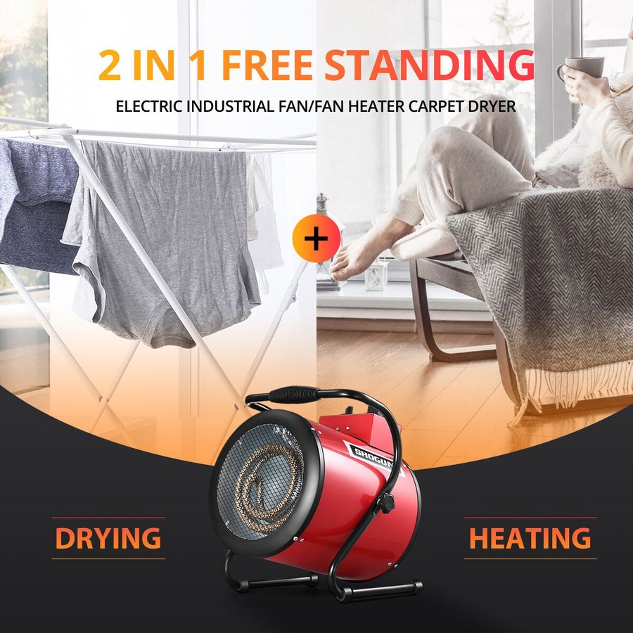 Industrial Fan Heater 2 in 1 Portable Electric Hot Air Blower Carpet Dryer for Shed Warehouse Workshop SAA 3000W
