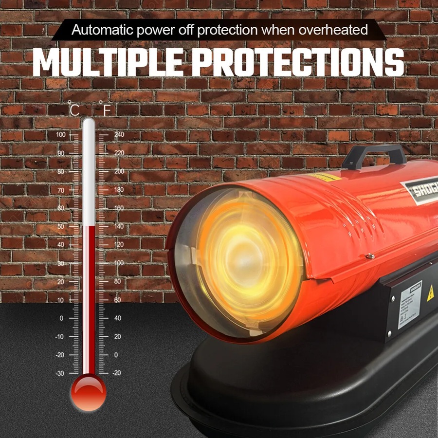 Industrial Fan Heater Diesel Kerosene Portable Space Warm Forced Hot Air Blower 28KW for Workshop Warehouse Shed Garage Greenhouse Office Fast Heating