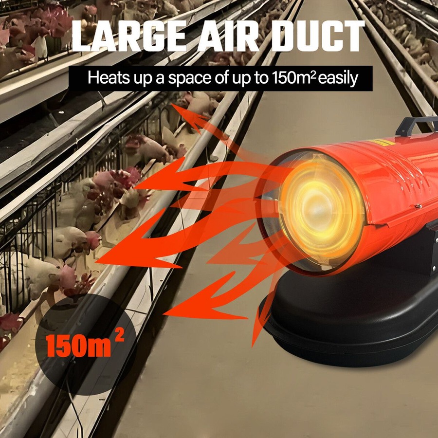 Industrial Fan Heater Diesel Kerosene Portable Space Warm Forced Hot Air Blower 28KW for Workshop Warehouse Shed Garage Greenhouse Office Fast Heating