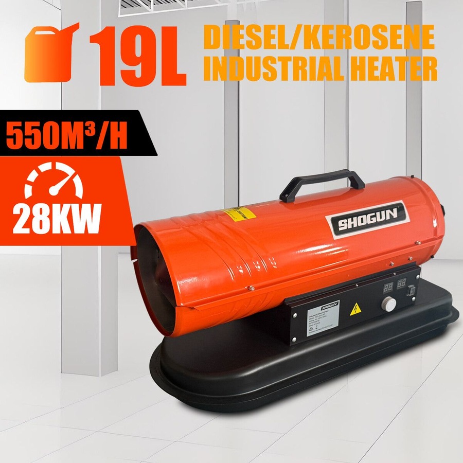 Industrial Fan Heater Diesel Kerosene Portable Space Warm Forced Hot Air Blower 28KW for Workshop Warehouse Shed Garage Greenhouse Office Fast Heating