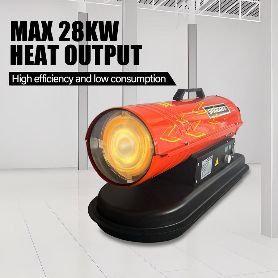 Industrial Fan Heater Diesel Kerosene Portable Space Warm Forced Hot Air Blower 28KW for Workshop Warehouse Shed Garage Greenhouse Office Fast Heating