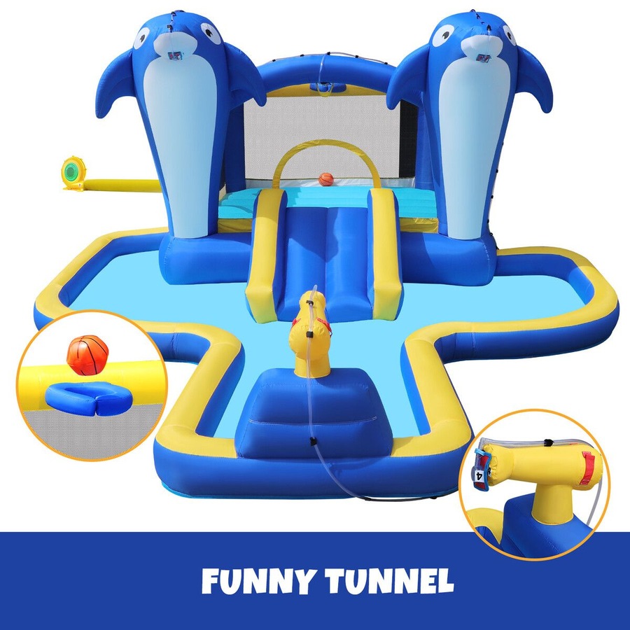 Inflatable Water Park Blow Up Slide Bouncy Castle Bouncer Activity Centre Sliding Jumping Climbing Splash Bounce Playground with Cannon Target Dart