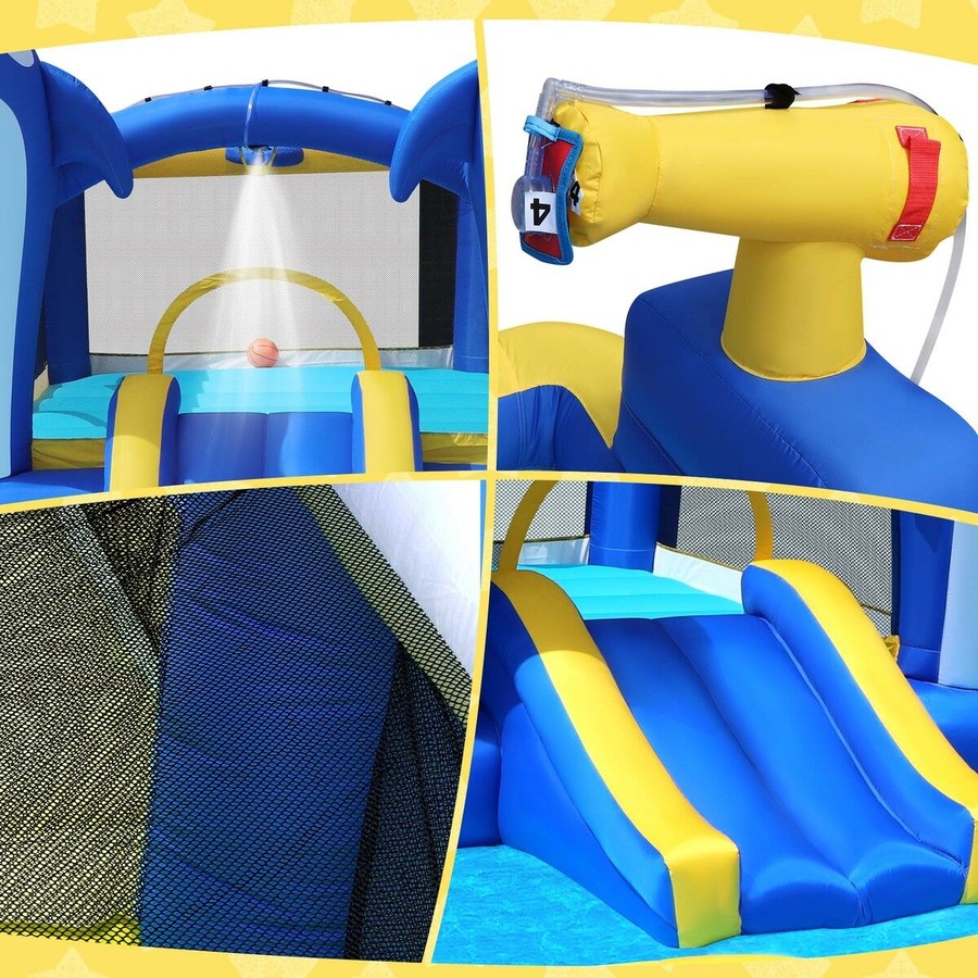 Inflatable Water Park Blow Up Slide Bouncy Castle Bouncer Activity Centre Sliding Jumping Climbing Splash Bounce Playground with Cannon Target Dart
