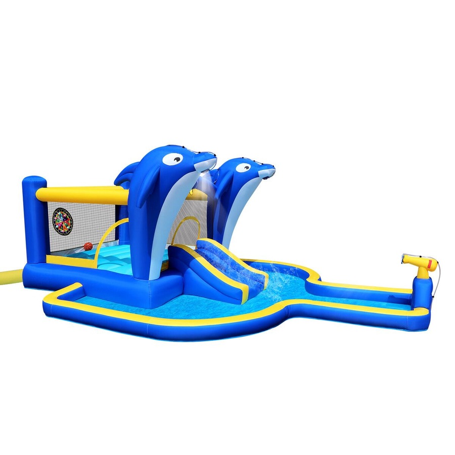 Inflatable Water Park Blow Up Slide Bouncy Castle Bouncer Activity Centre Sliding Jumping Climbing Splash Bounce Playground with Cannon Target Dart