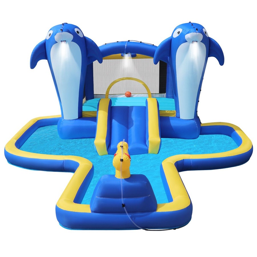 Inflatable Water Park Blow Up Slide Bouncy Castle Bouncer Activity Centre Sliding Jumping Climbing Splash Bounce Playground with Cannon Target Dart