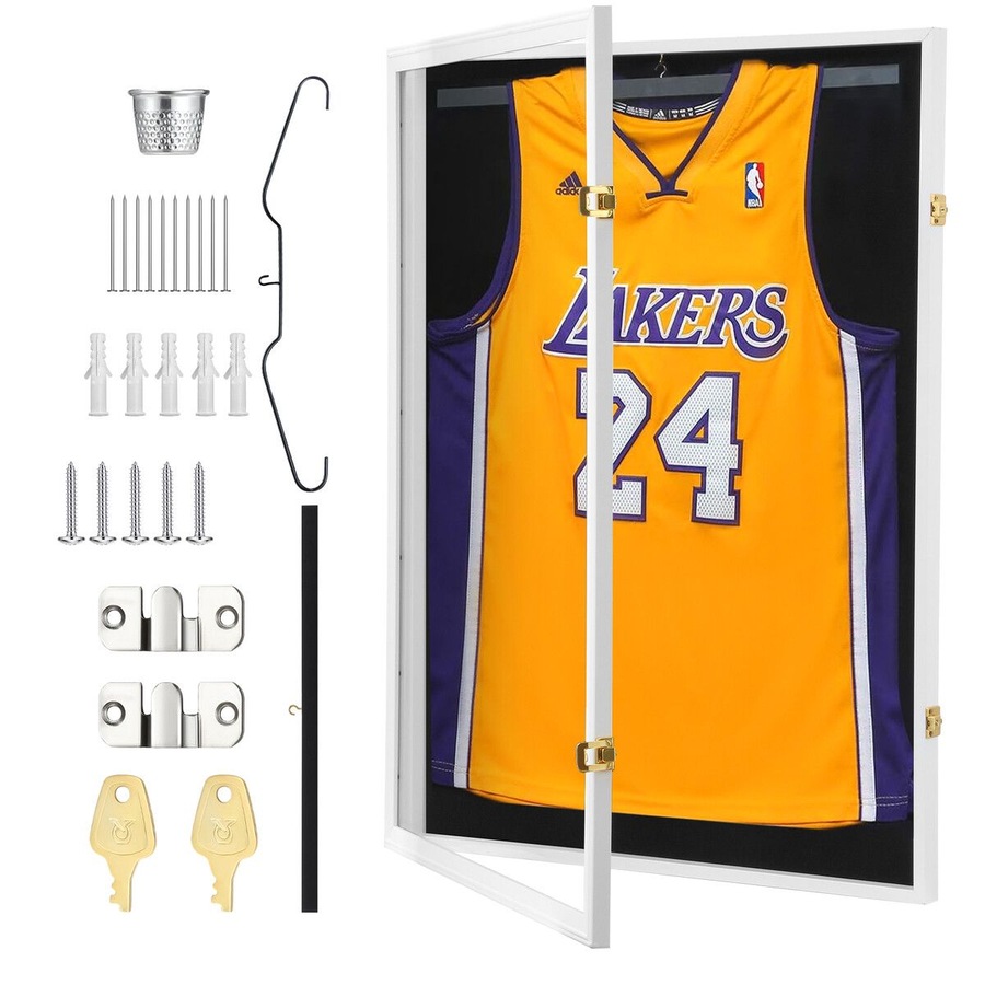 Jersey Display Case Frame Shadow Box Sports Memorabilia Wall Mounting Showcase Football Basketball Hockey Custom Shirt Framing Cabinet Hanger Lockable