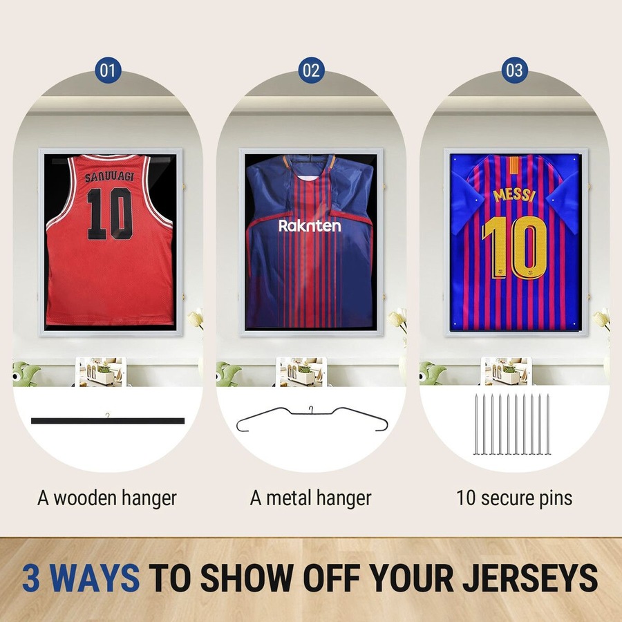 Jersey Display Case Frame Shadow Box Sports Memorabilia Wall Mounting Showcase Football Basketball Hockey Custom Shirt Framing Cabinet Hanger Lockable