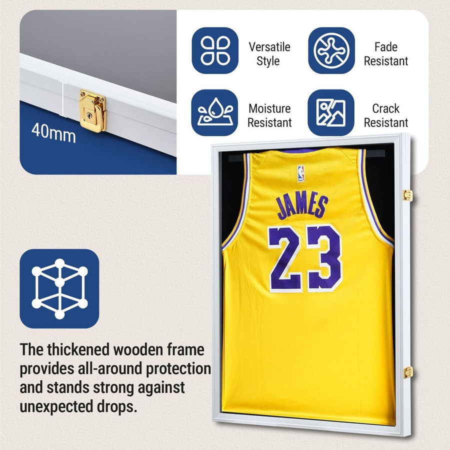 Jersey Display Case Frame Shadow Box Sports Memorabilia Wall Mounting Showcase Football Basketball Hockey Custom Shirt Framing Cabinet Hanger Lockable