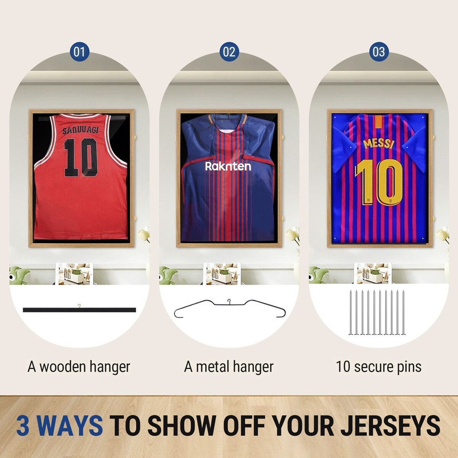 Jersey Shadow Box Frame Sports Memorabilia Display Case Wall Mounting Showcase Football Basketball Hockey Custom Shirt Framing Cabinet with Locks