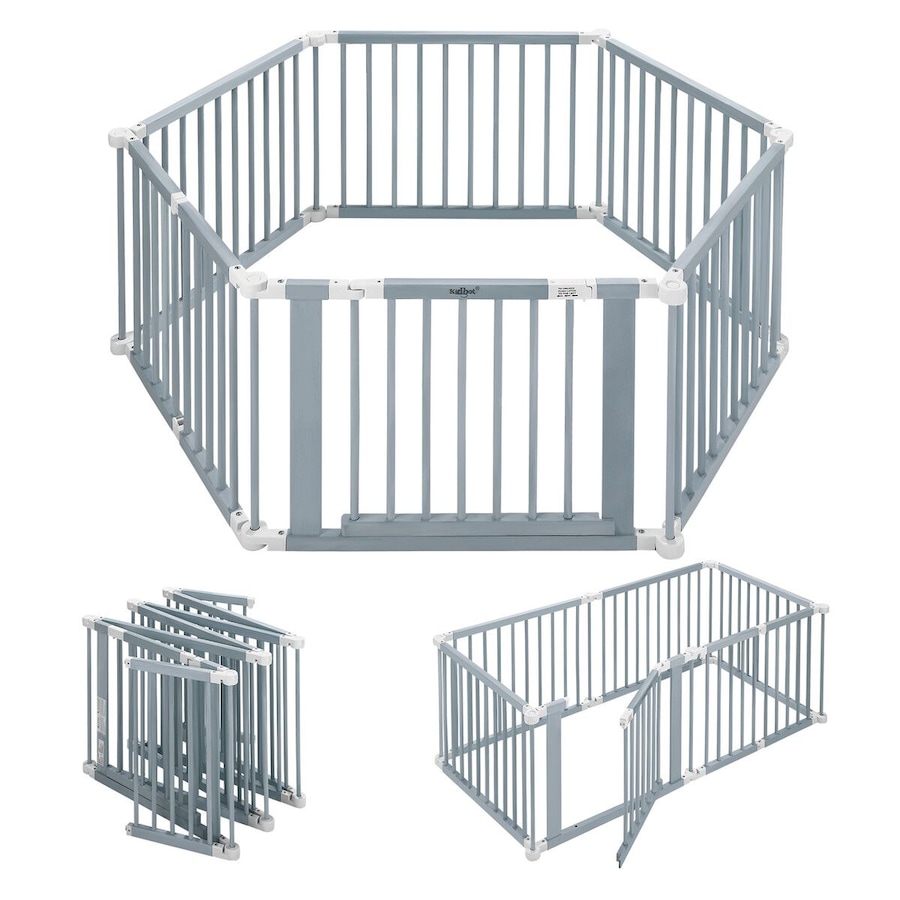 Kidbot Baby Playpen 6 Panel Kids Wooden Safety Gates Pet Dog Fence Enclosure Child Toddler Activity Centre Foldable Play Pen Yard Barrier Travel Guard