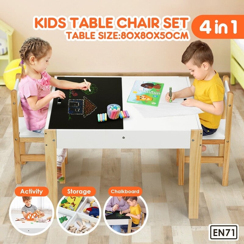 Kidbot Kids Activity Table And 2 Chairs, Child Table And Chair Set With Storage