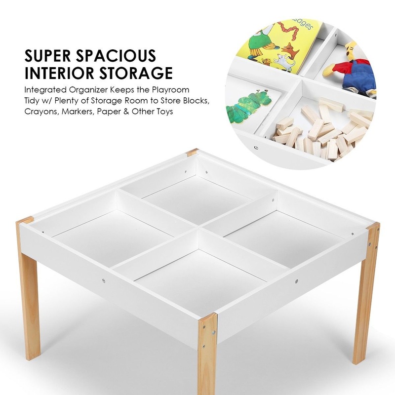 kidbot kids activity table and 2 chairs set chalkboard play toys storage study desk buy kid s tables chairs 2547108