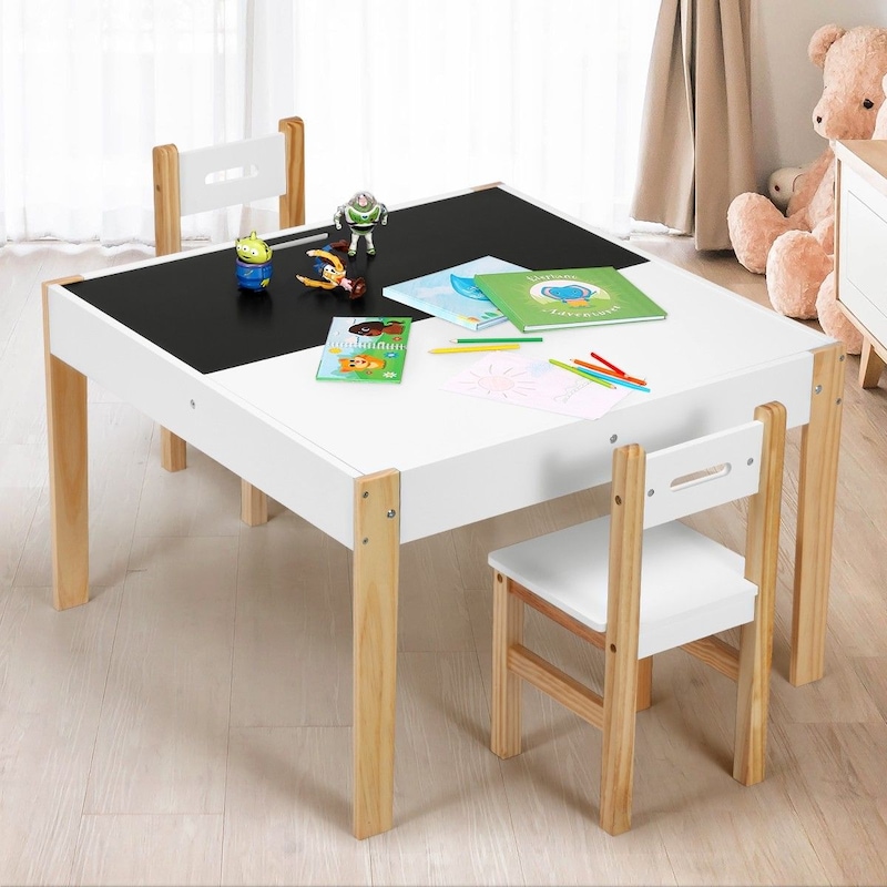 kidbot kids activity table and 2 chairs set chalkboard play toys storage study desk buy kid s tables chairs 2547108