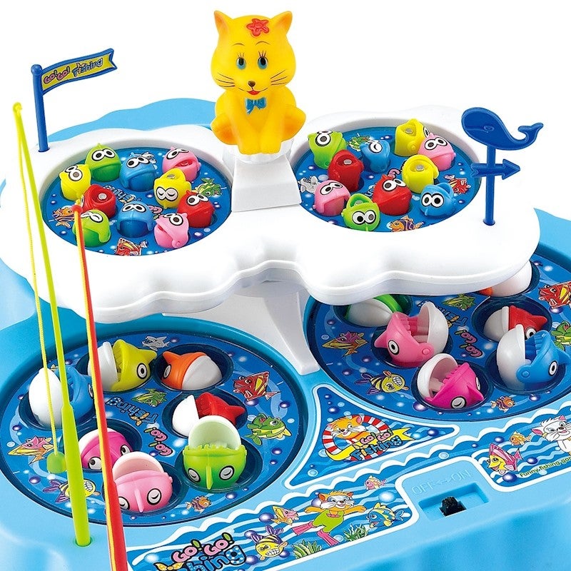 Buy Kids Fishing Games Playset Activity Table Pretend Play Toys with Music  - MyDeal